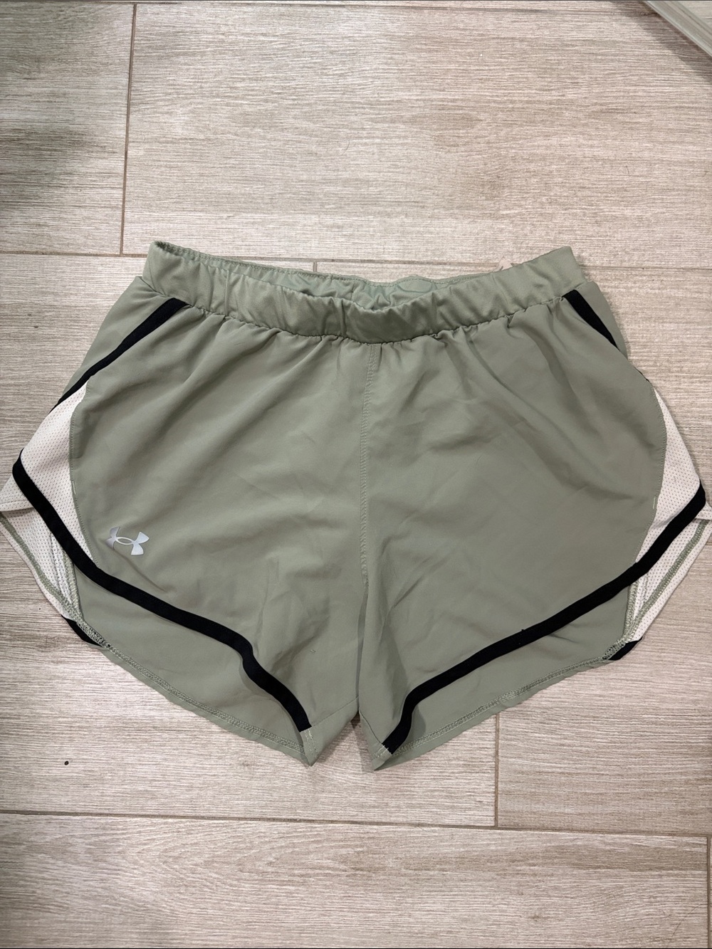 Under Armour Women's Sage Green Athletic Shorts with Black Trim